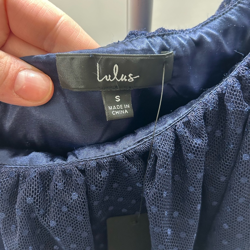 Lulus Ruffle-Trim Navy Tulle Dress - Picture 3 of 10